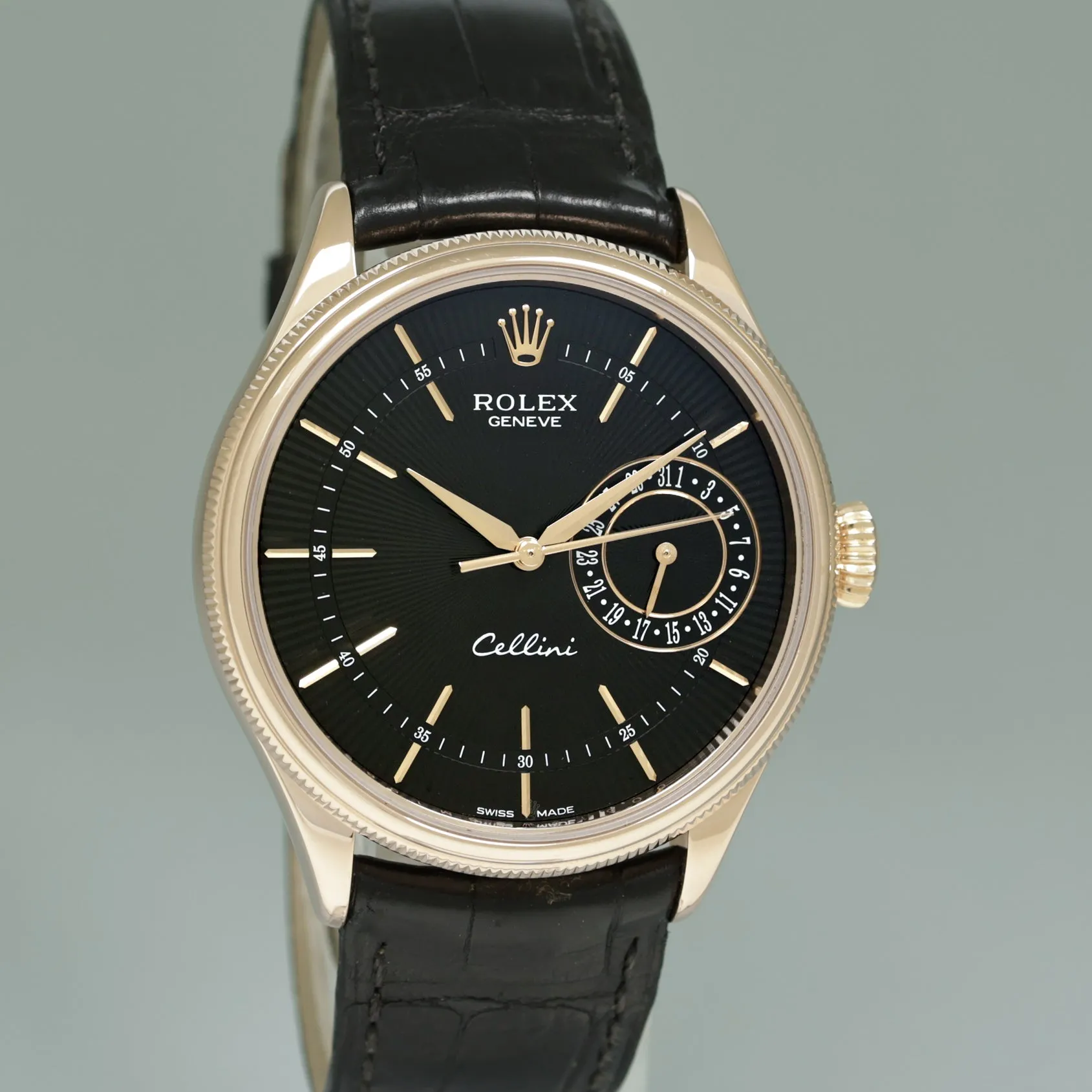 MINT PAPERS Rolex Cellini Rose Gold Black Automatic 39mm Leather 50515 Watch Box