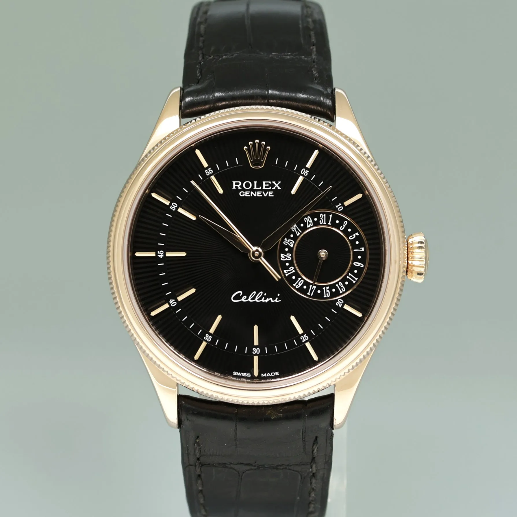 MINT PAPERS Rolex Cellini Rose Gold Black Automatic 39mm Leather 50515 Watch Box