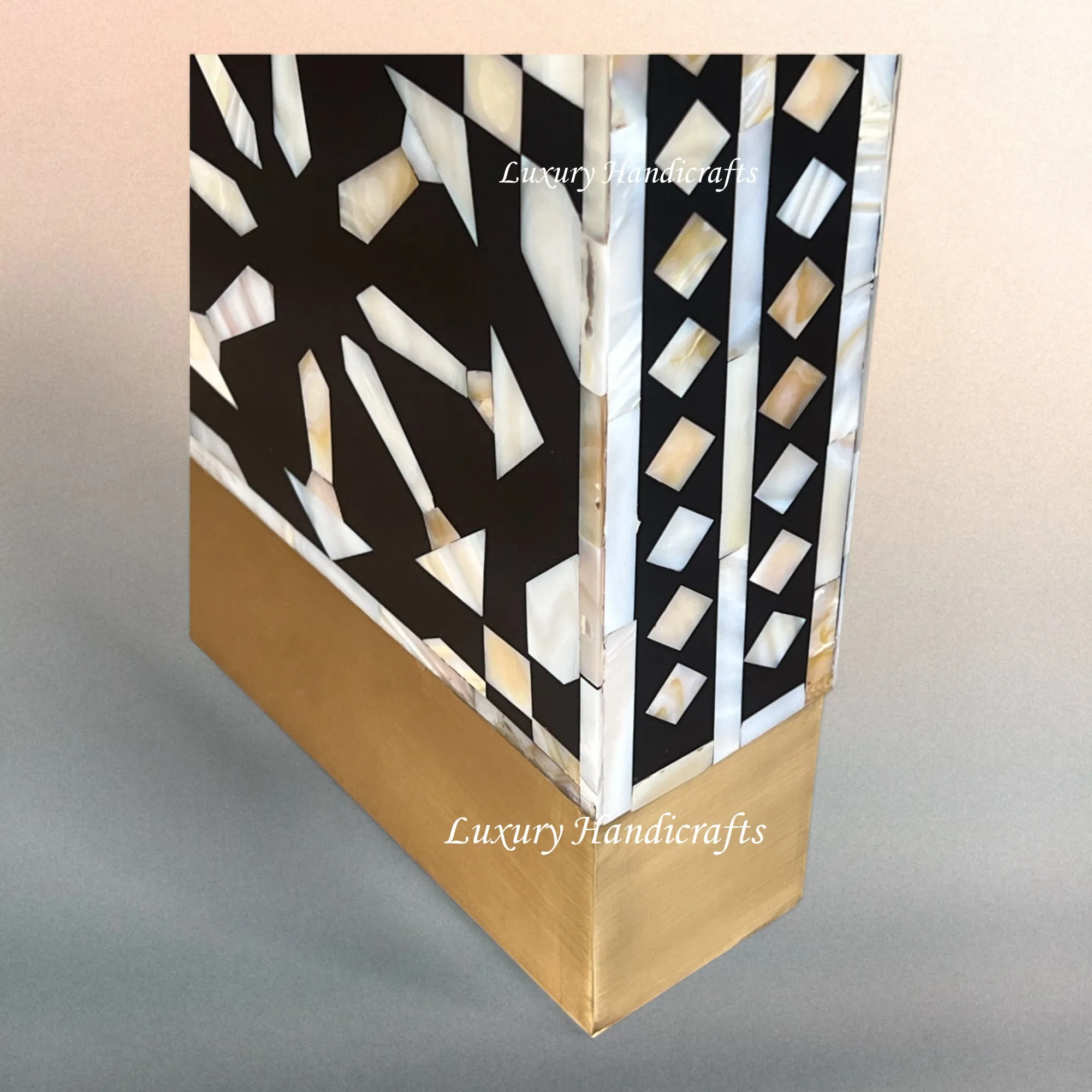 Moroccan MOP Inlay Waterfall Console Table Black | Mother Of Pearl Desk