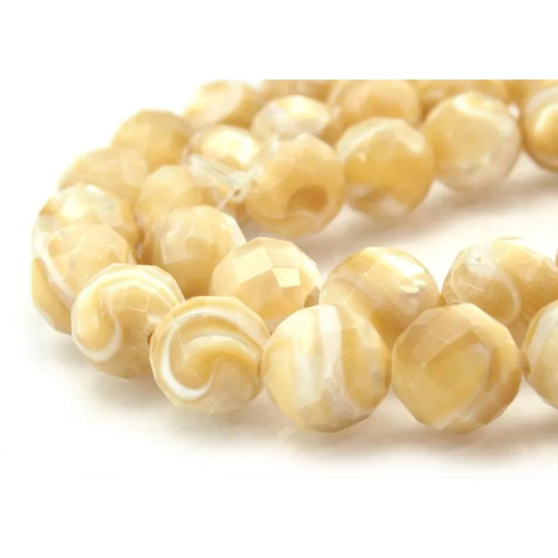 Mother of Pearl Faceted Rounds 10mm Strand