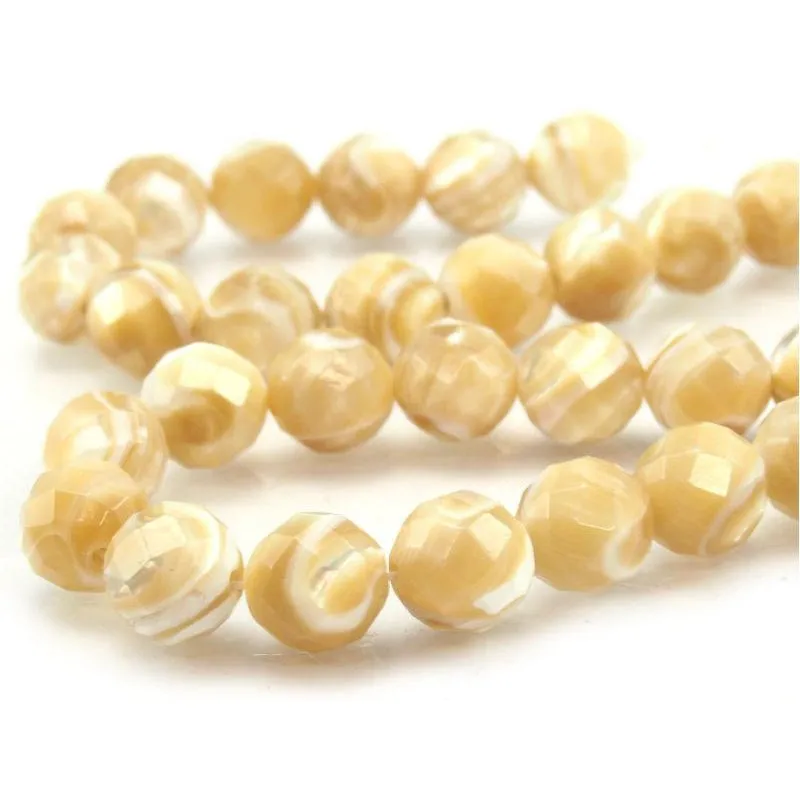 Mother of Pearl Faceted Rounds 10mm Strand