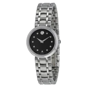 Movado Automatic Black Dial Stainless Steel Ladies Watch 0606919