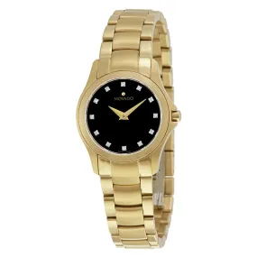 Movado Masion Black Dial Yellow Gold-tone Ladies Watch 0607028