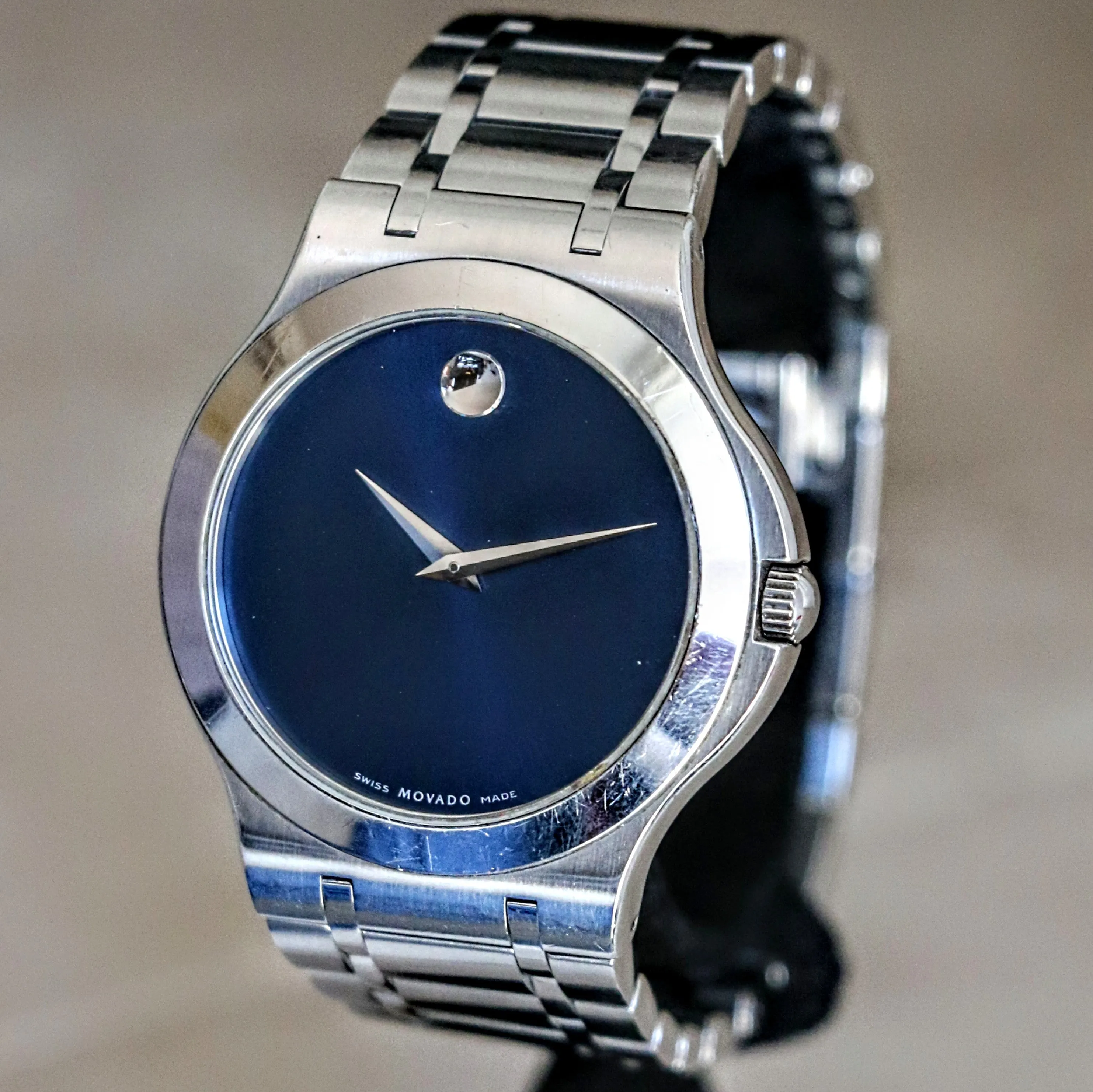 MOVADO Museum Wristwatch Blue Dial Swiss Quartz Watch