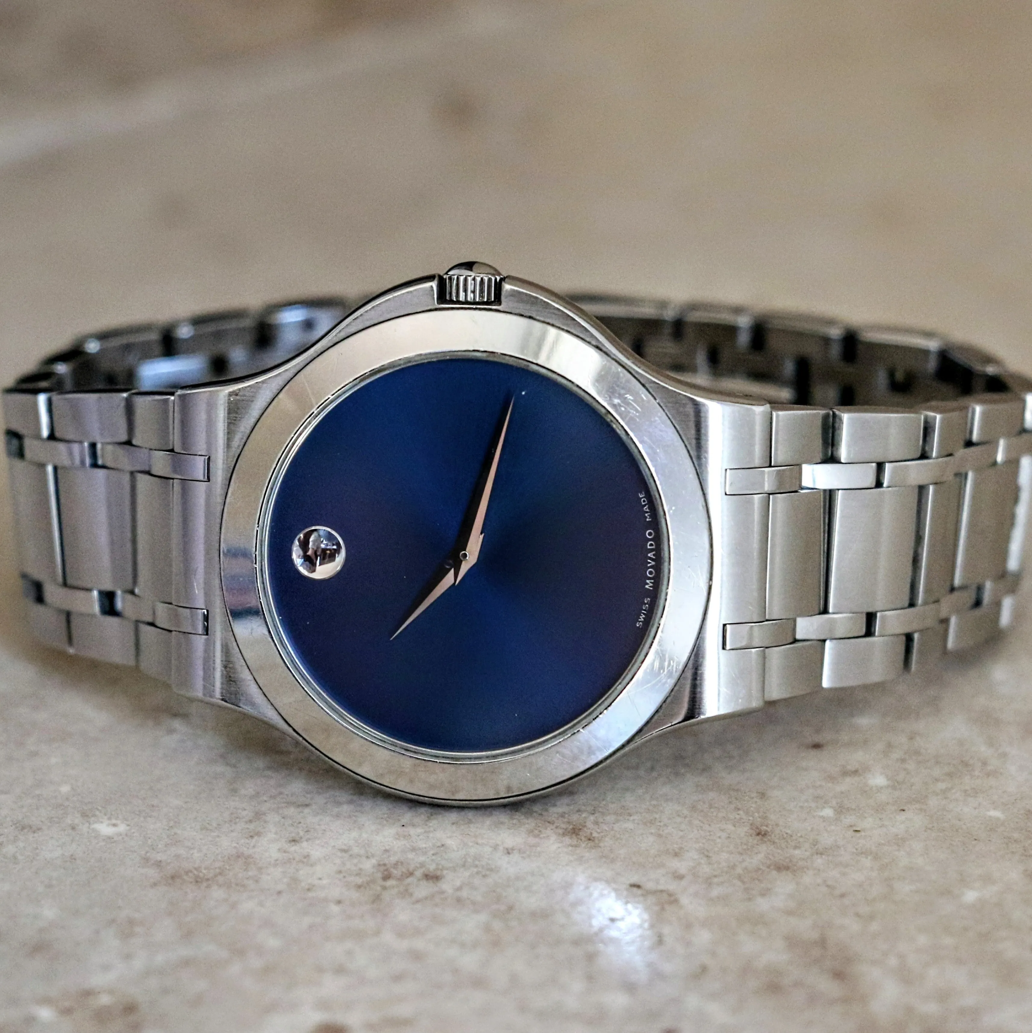 MOVADO Museum Wristwatch Blue Dial Swiss Quartz Watch