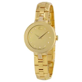 Movado Sapphire Diamond Gold Dial Ladies Watch 0606913