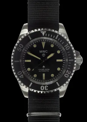 MWC 24 Jewel 1982 Pattern 300m Automatic Military Divers Watch with Sapphire Crystal on a NATO Webbing Strap (Non Date Version)