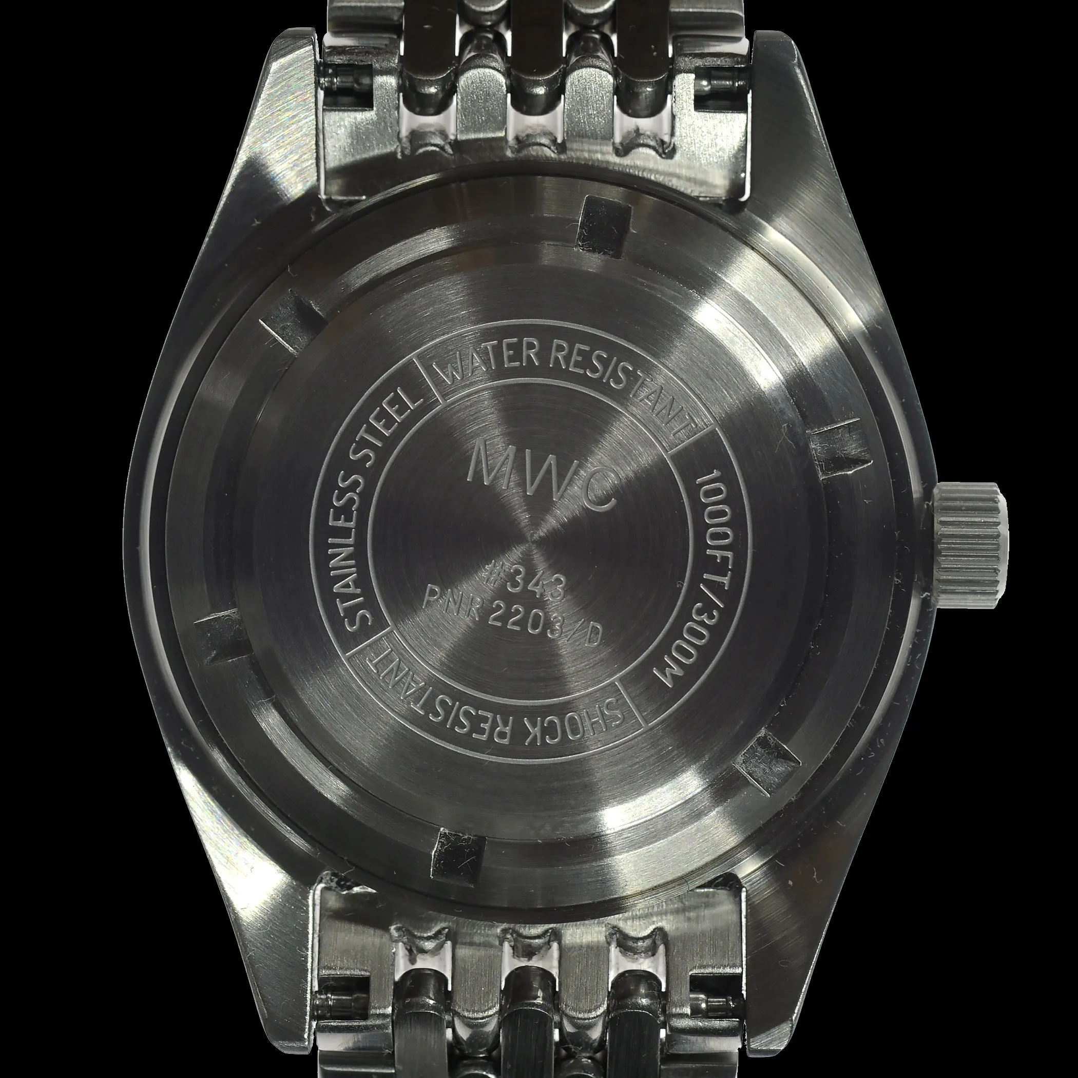 MWC Classic 1960s Pattern Dual Time Zone Divers Watch with Luminova Paint and a Hybrid Mechanical/Quartz Movement on Matching Bracelet
