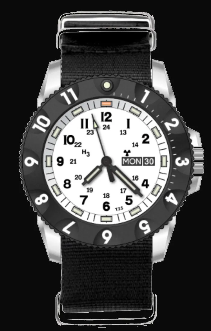 MWC P656 2025 Model Stainless Steel Tactical Series Watch with Day/Date, GTLS Tritium and Sapphire Crystal