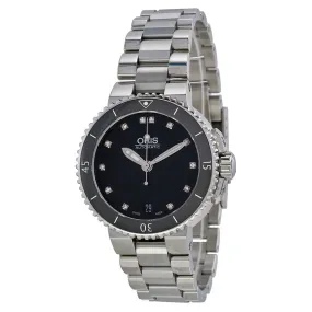 Oris Aquis Date Black Diamond Dial Stainless Steel Ladies Watch 733-7652-4194MB 01 733 7652 4194-07 8 18 01P