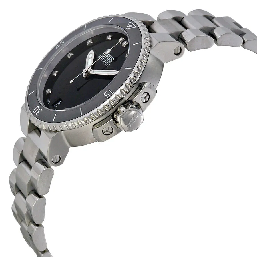 Oris Aquis Date Black Diamond Dial Stainless Steel Ladies Watch 733-7652-4194MB 01 733 7652 4194-07 8 18 01P