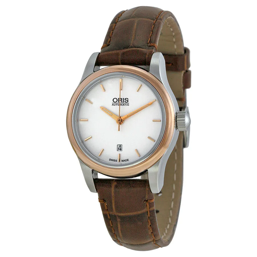 Oris Classic Date White Dial Brown Leather Ladies Watch 561-7650-4351LS 01 561 7650 4351 07 5 14 10