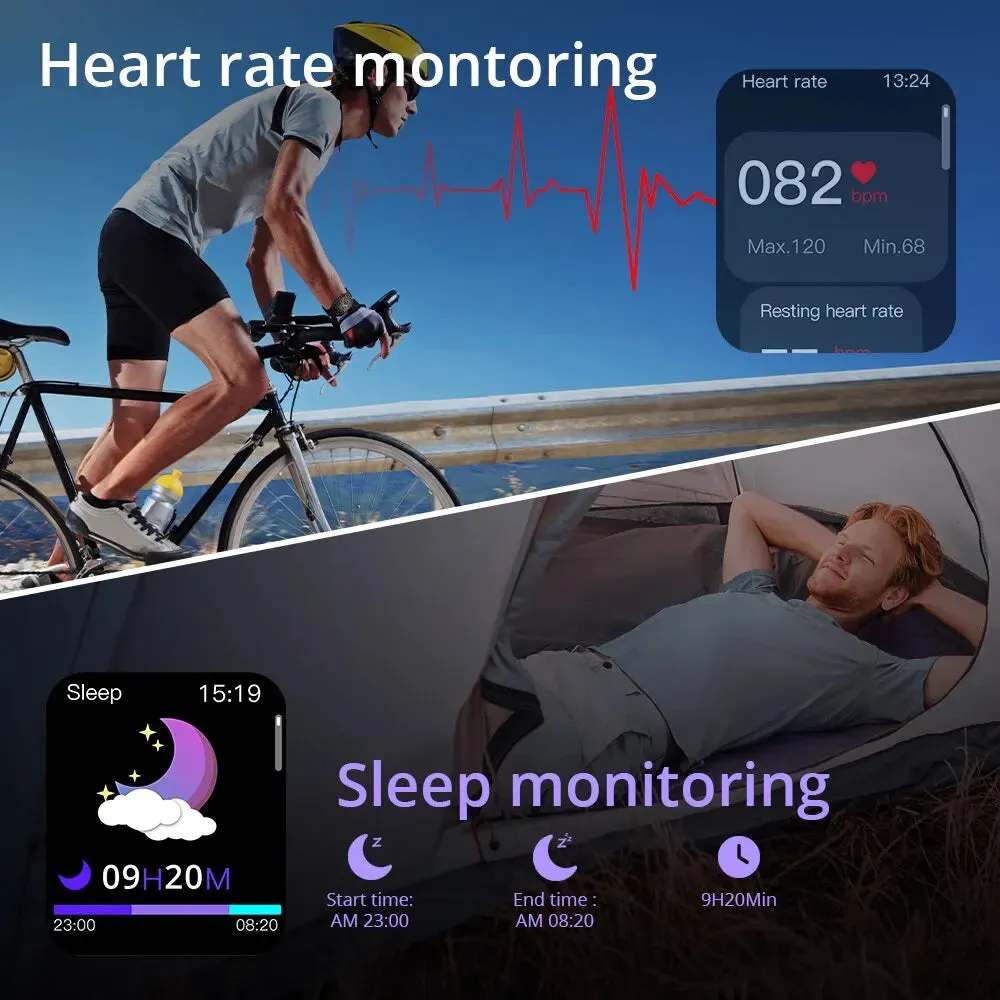 Outdoor Military Smart Watch for Men - Bluetooth Call Smartwatch for Xiaomi, Android, and iOS, IP68 Waterproof Fitness Watch