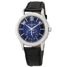 Patek Philippe Complications Moon Phases Annual Calendar Automatic Blue Sunburst Dial Men's Watch 5205G-013