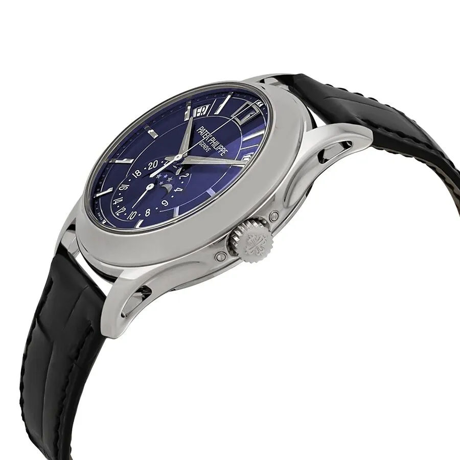 Patek Philippe Complications Moon Phases Annual Calendar Automatic Blue Sunburst Dial Men's Watch 5205G-013