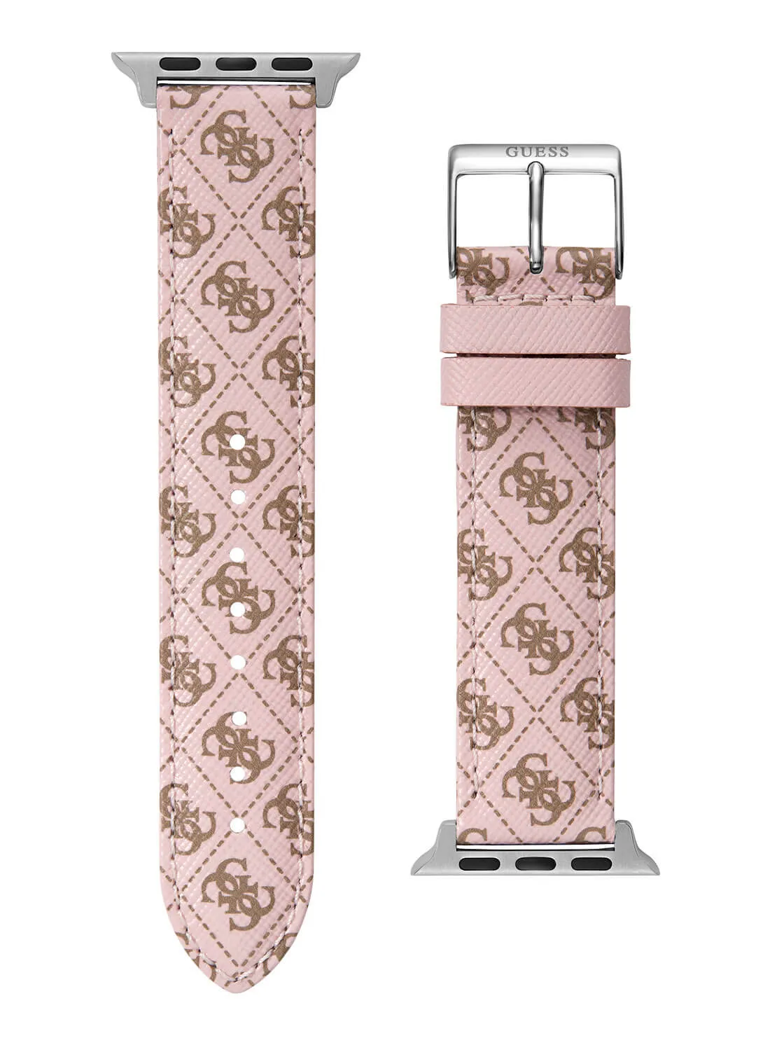 Pink Logo Leather Apple Strap (38-40MM)