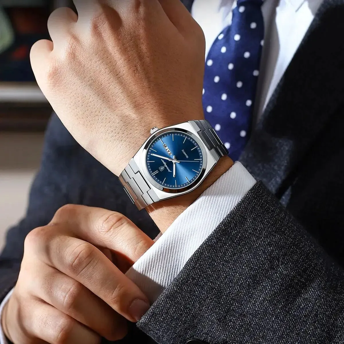 POEDAGAR Luxury Watch for Men - Waterproof, Luminous, Date and Week Display, Stainless Steel, Casual Quartz Men's Watch with Box