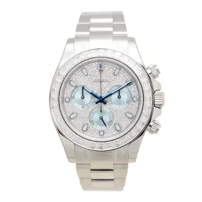 Rolex Cosmograph Daytona Diamond Pave Dial Platinum Men's Watch 116576TBR
