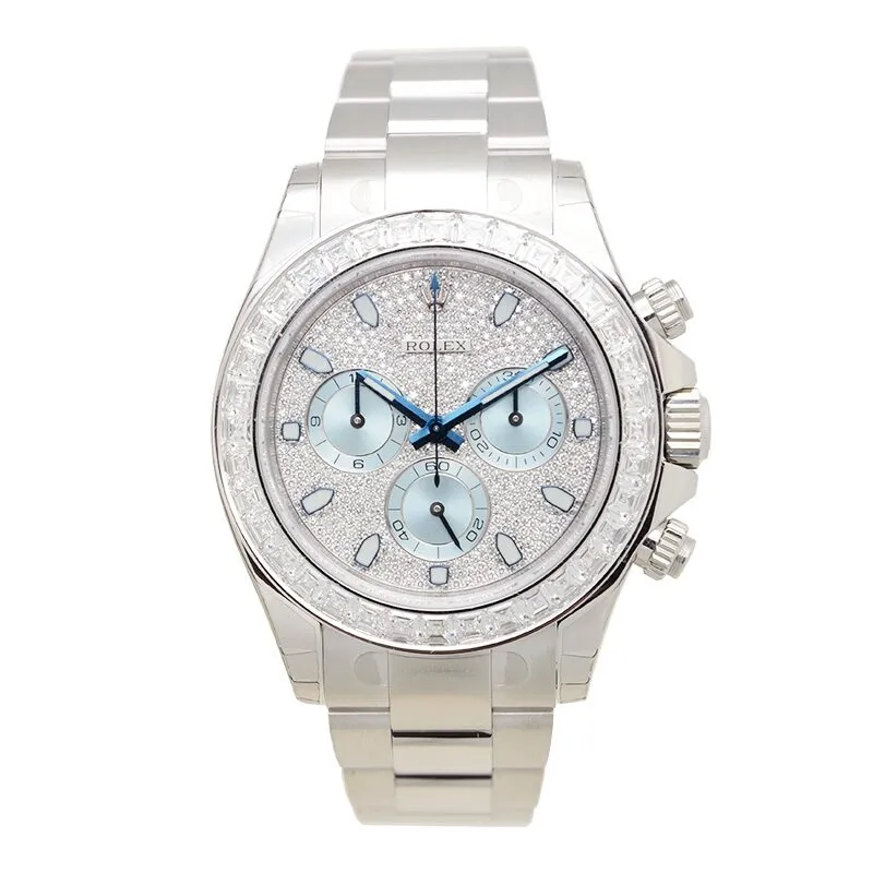 Rolex Cosmograph Daytona Diamond Pave Dial Platinum Men's Watch 116576TBR