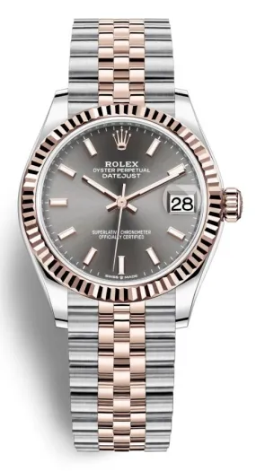Rolex Datejust 31 Dark Rhodium Dial Automatic Ladies Steel and 18kt Everose Gold Jubilee Watch 278271DRSJ