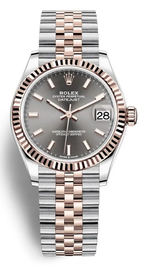 Rolex Datejust 31 Dark Rhodium Dial Automatic Ladies Steel and 18kt Everose Gold Jubilee Watch 278271DRSJ
