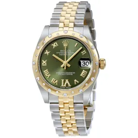 Rolex Datejust 31 Green Roman Numeral Diamond Dial Steel and 18K Yellow Gold Ladies Watch 178343GNRDJ