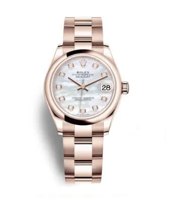 Rolex Datejust 31 Mother of Pearl Diamond Dial Ladies 18 ct Everose Gold Oyster Watch 278245MDO