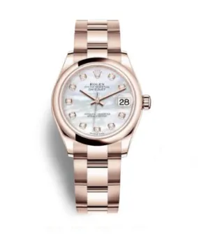 Rolex Datejust 31 Mother of Pearl Diamond Dial Ladies 18 ct Everose Gold Oyster Watch 278245MDO