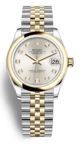 Rolex Datejust 31 Silver Diamond Dial Automatic Ladies Steel and 18kt Yellow Gold Jubilee Watch 278243SDJ