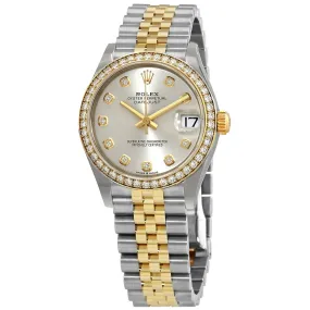 Rolex Datejust 31 Silver Diamond Dial Ladies Steel and 18kt Yellow Gold Jubilee Watch 278383SDJ