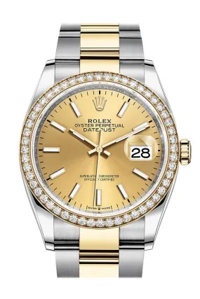 Rolex Datejust 36 Champagne Dial Men's Steel and 18kt Yellow Gold Oyster Watch 126283CSO