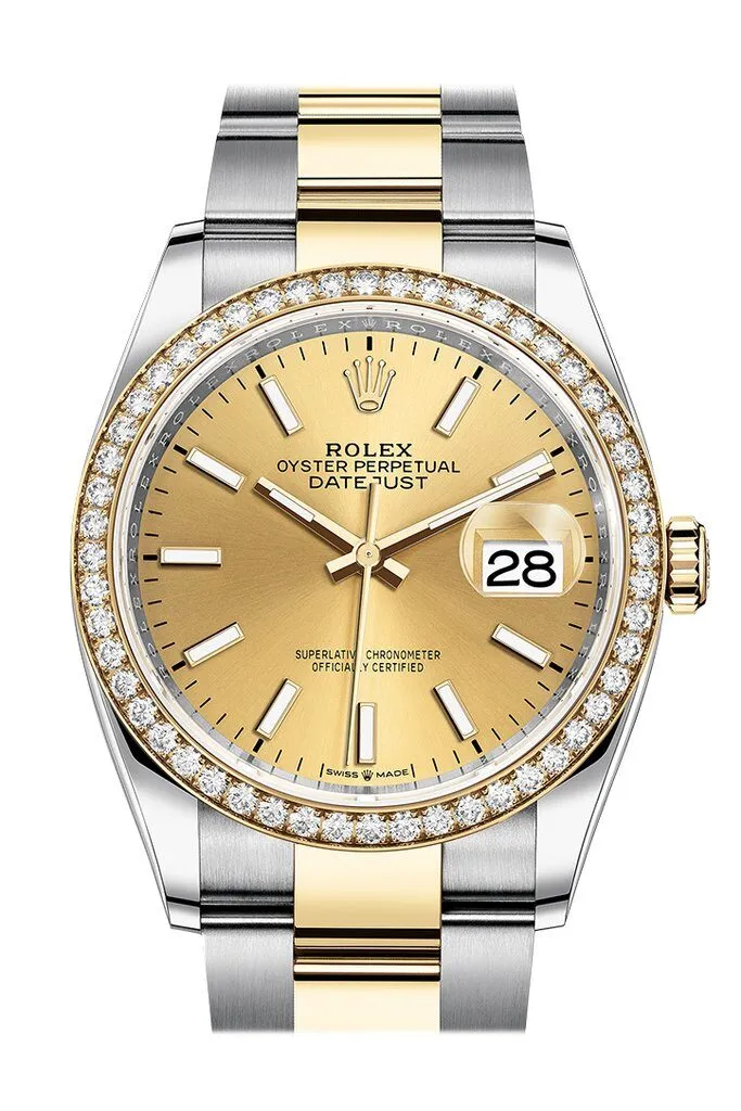 Rolex Datejust 36 Champagne Dial Men's Steel and 18kt Yellow Gold Oyster Watch 126283CSO