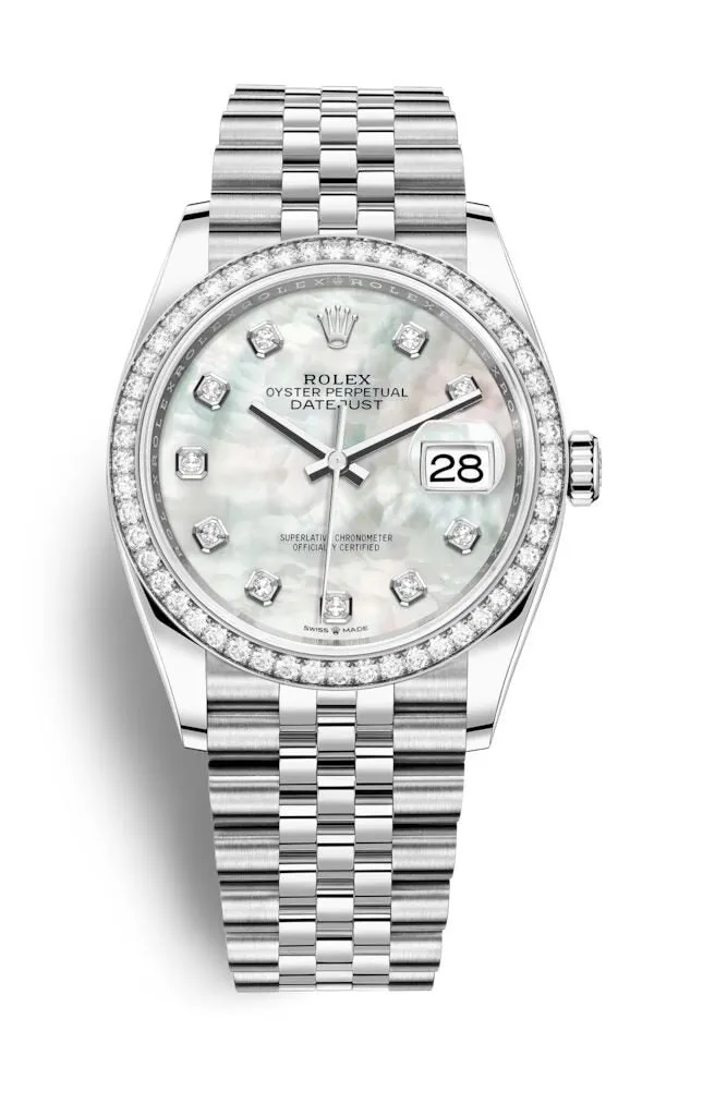 Rolex Datejust 36 Mother of Pearl Diamond Dial Automatic Unisex Jubilee Watch 126284MDJ