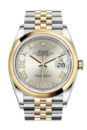 Rolex Datejust 36 Silver Diamond Dial Automatic Men's Steel and 18k Yellow Gold Jubilee Watch 126203SRDJ