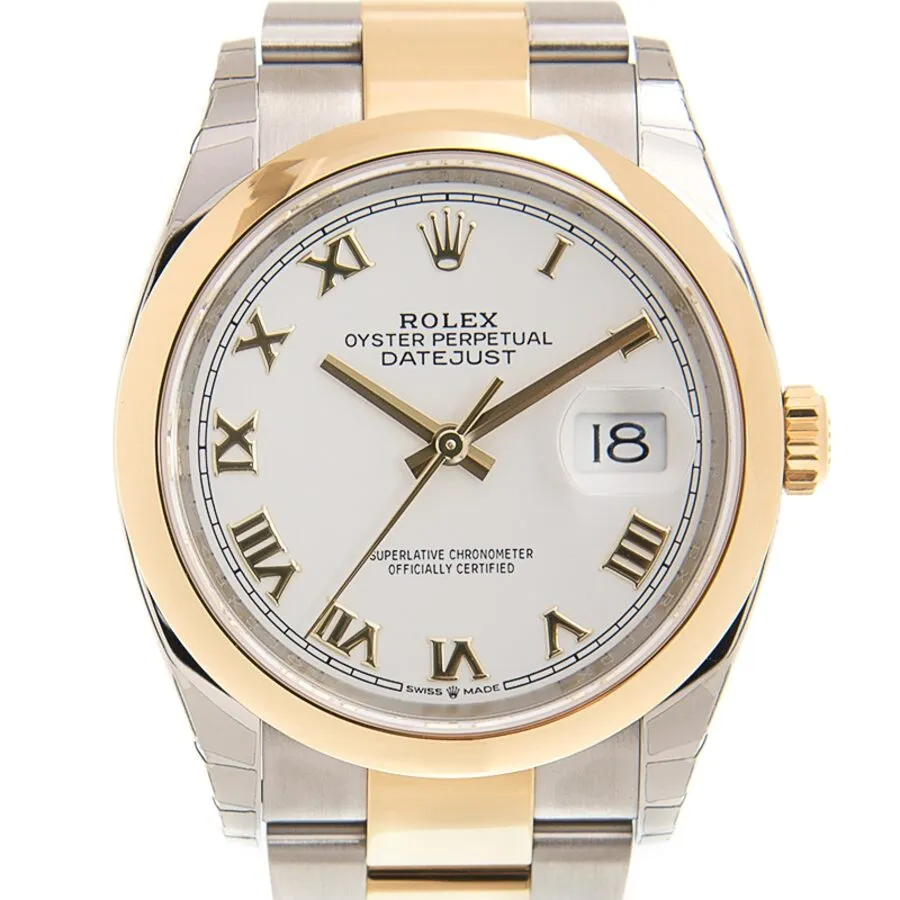 Rolex Datejust 36 White Dial Automatic Men's Steel and 18k Yellow Gold Oyster Watch 126203WRO