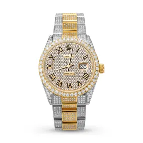 Rolex Datejust Diamond Bezel Watch 36mm Black Roman Dial | 12.15ct