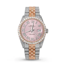 Rolex Datejust Diamond Bezel Watch 36mm Pink Roman Dial | 12.35ct