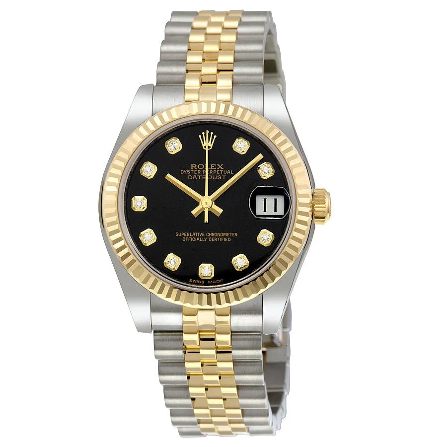 Rolex Datejust Lady 31 Black Dial Stainless Steel and 18K Yellow Gold Jubilee Bracelet Automatic Watch 178273BKDJ