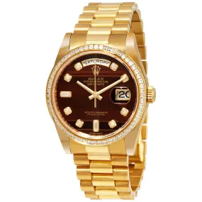 Rolex Day-Date Chocolate Bulls Eye Diamond Dial Automatic Men's 18kt Yellow Gold President Watch 118398CHBEDP