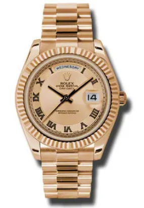 Rolex Day-Date II Champagne Concentric Dial 18K Everose Gold President Automatic Men's Watch 218235CCRP