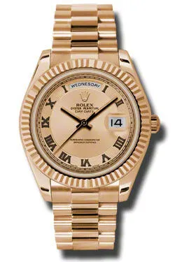 Rolex Day-Date II Champagne Concentric Dial 18K Everose Gold President Automatic Men's Watch 218235CCRP