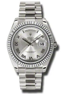 Rolex Day-Date II Rhodium Dial 18K White Gold President Automatic Men's Watch 218239RRP