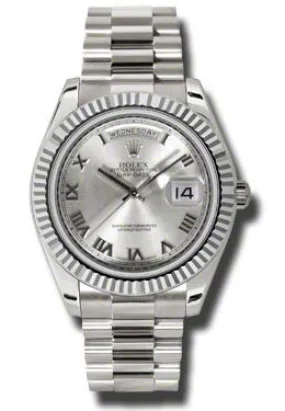 Rolex Day-Date II Rhodium Dial 18K White Gold President Automatic Men's Watch 218239RRP