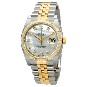 Rolex Oyster Perpetual Datejust 36 Mother of Pearl Dial Stainless Steel and 18K Yellow Gold Jubilee Bracelet Automatic Men's Watch 116233MDJ