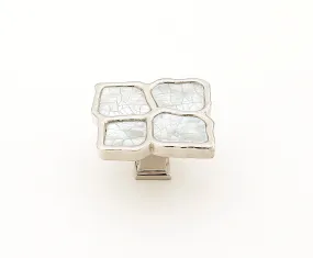 Schaub Mother of Pearl - White Mother of Pearl on Solid Brass - Polished Nickel - 1-1/2" dia