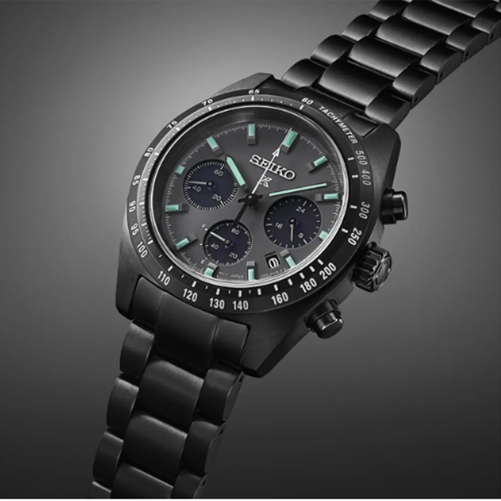 SEIKO Men's Dark Gray Dial Black Stainless Steel Band Prospex Speedtimer Chronograph Japanese Quartz Watch - SSC917
