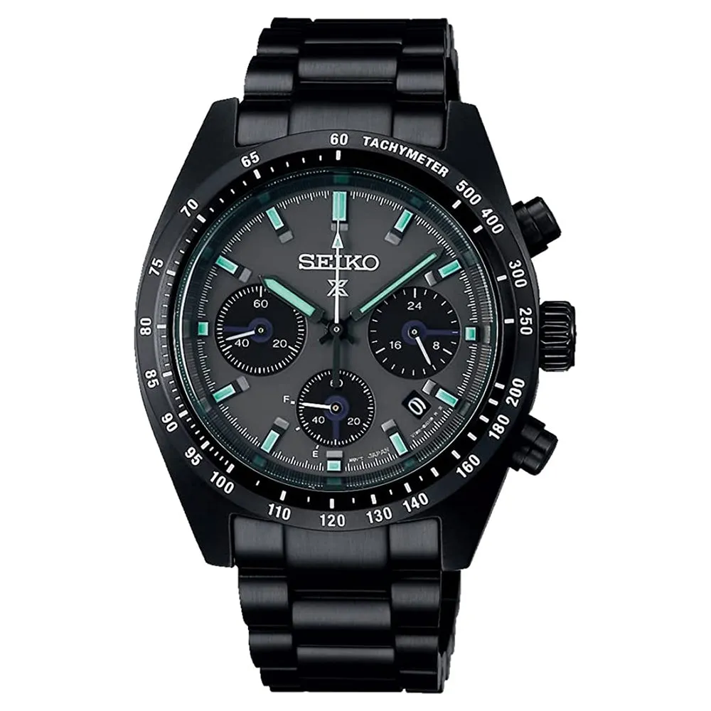 SEIKO Men's Dark Gray Dial Black Stainless Steel Band Prospex Speedtimer Chronograph Japanese Quartz Watch - SSC917