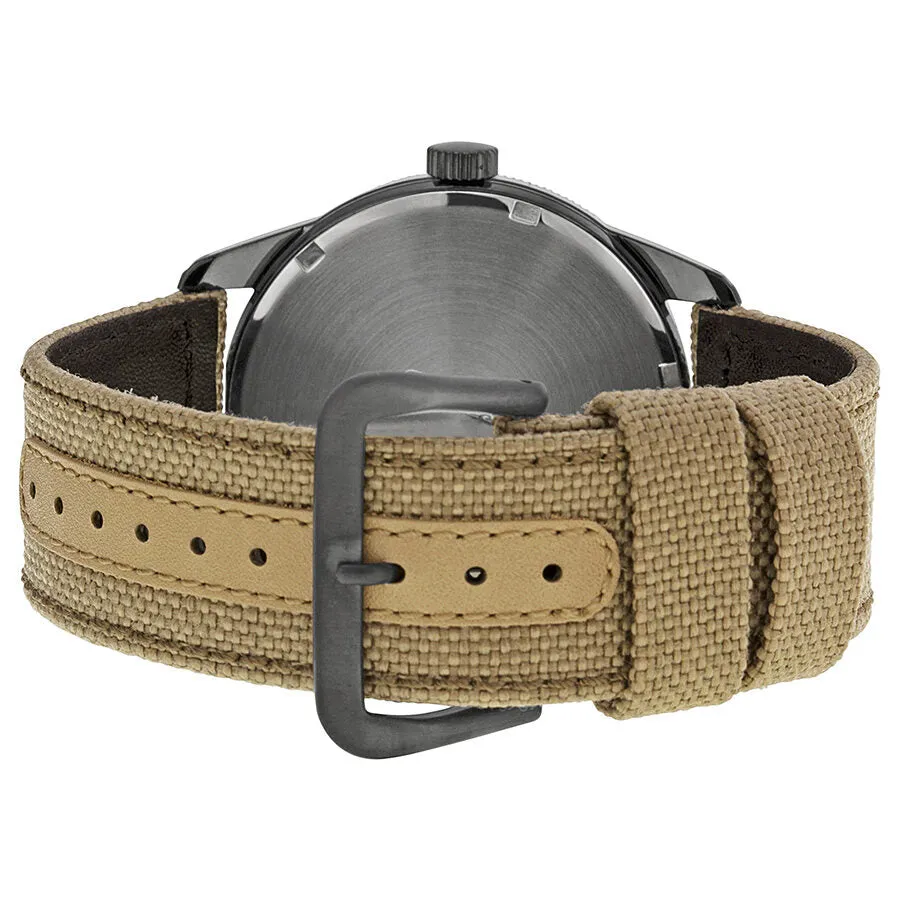 Seiko Solar Black Dial Beige Nylon Men's Watch SNE331