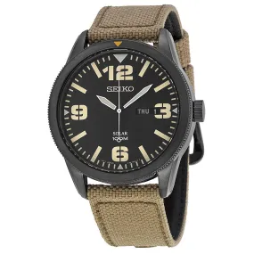 Seiko Solar Black Dial Beige Nylon Men's Watch SNE331