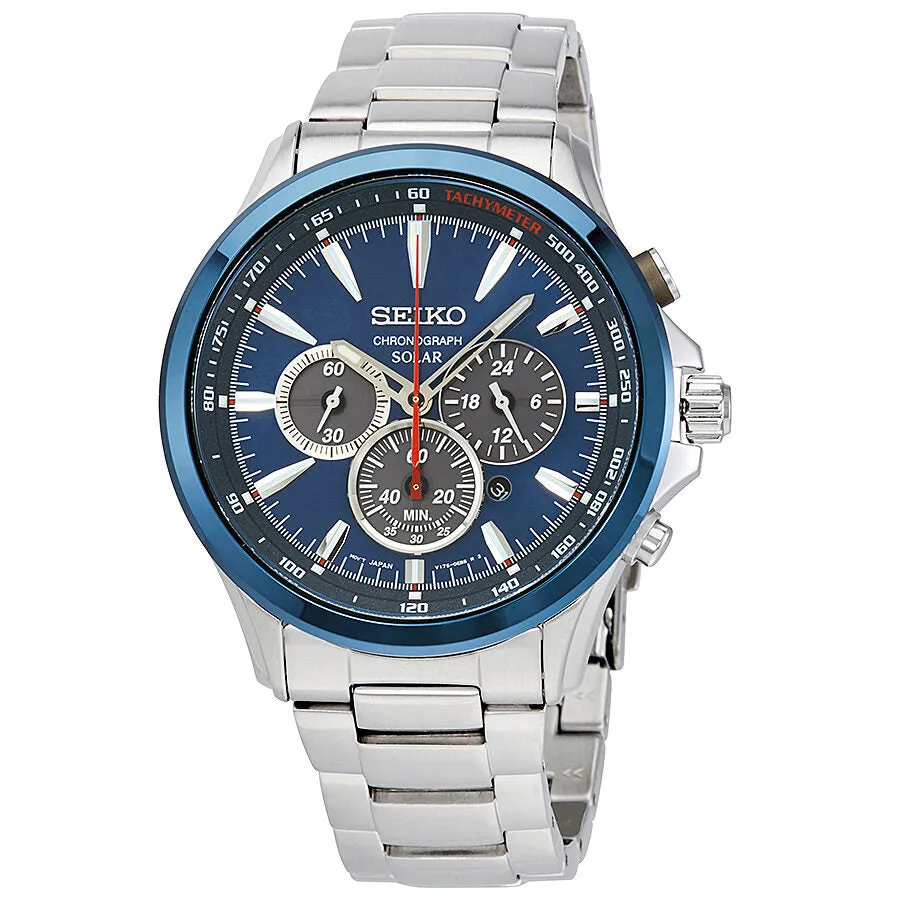 Seiko Solar Chronograph Blue Dial Men's Watch SSC495
